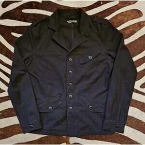 Vintage Y2K Social Collision Military Field Jacket Sz M Black Emo Grunge